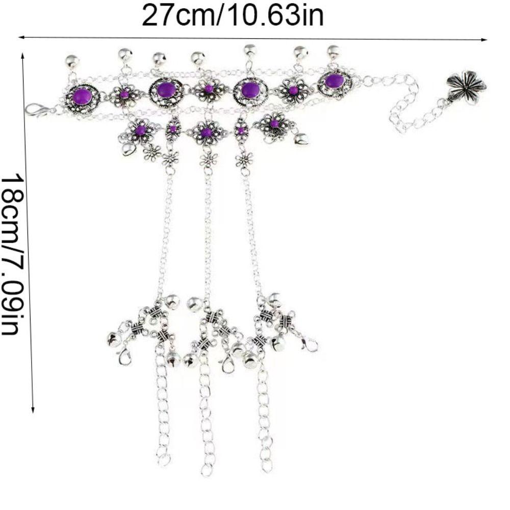 Flower Bell Bracelet Silver Color Hand Chain Adjustable Vintage Bracelet  Ladies