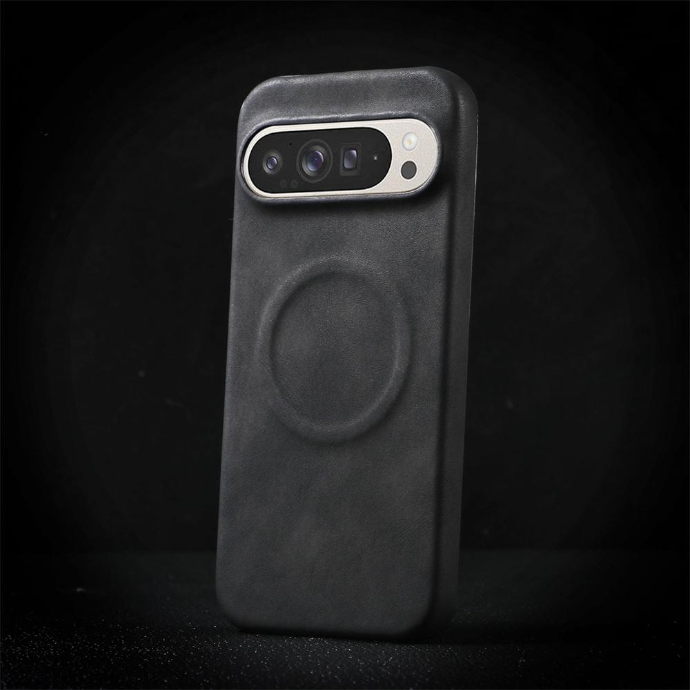 Luxury Sheepskin Leather Magnetic Phone Case for Google Pixel 9 8 Pro XL 8A Solid Color Shockproof Business Matte Hard Cover
