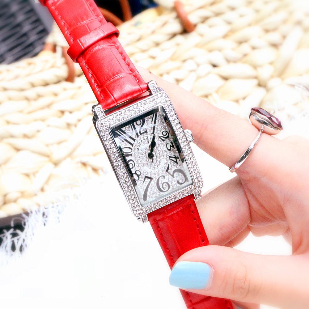Watch Women'S Full Diamond Digital Rectangle Personalized Leather With Quartz Fashion Diamond Watch
