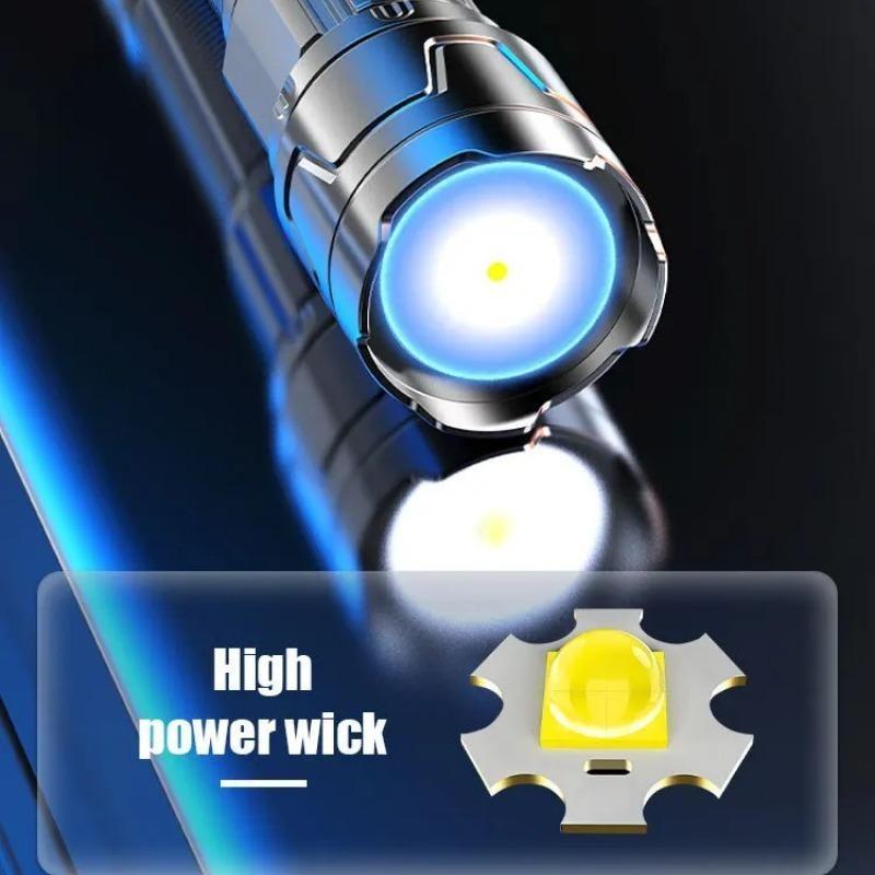 Ultra Bright Rechargeable LED Flashlight, Zoom, Compact and Portable, Suitable for Camping, Hiking, and Emergency Situations