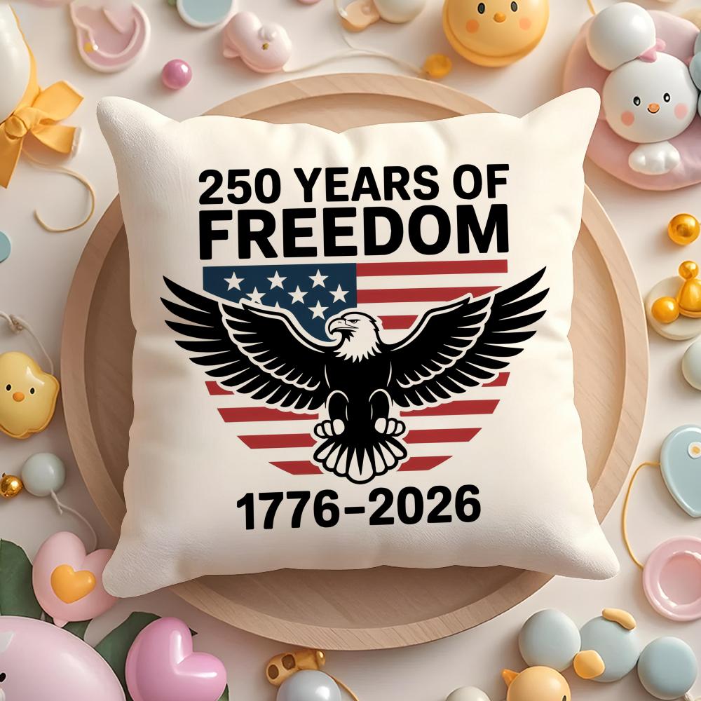250Th Anniversary Of The Usa Cushion Cover Plush Fabric Soft Double-Sided Printed Sofa Warm Winter Home Gift Pillow Case