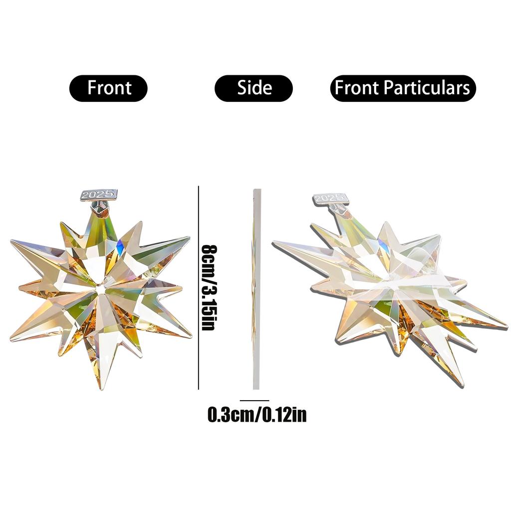 Decorative Crystal Snowflake Star, Sparkling Snowflake Star Pendant, Exquisite Colored Crystal  Home Hanging Decoration, Comes With A Gift Box.