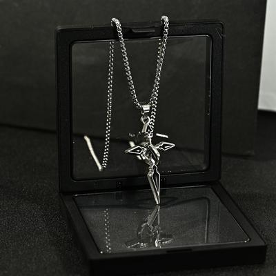 New Cross Pendant Necklace Trendy Versatile Chain Accessories Hoodie Pendant Titanium Steel Chain
