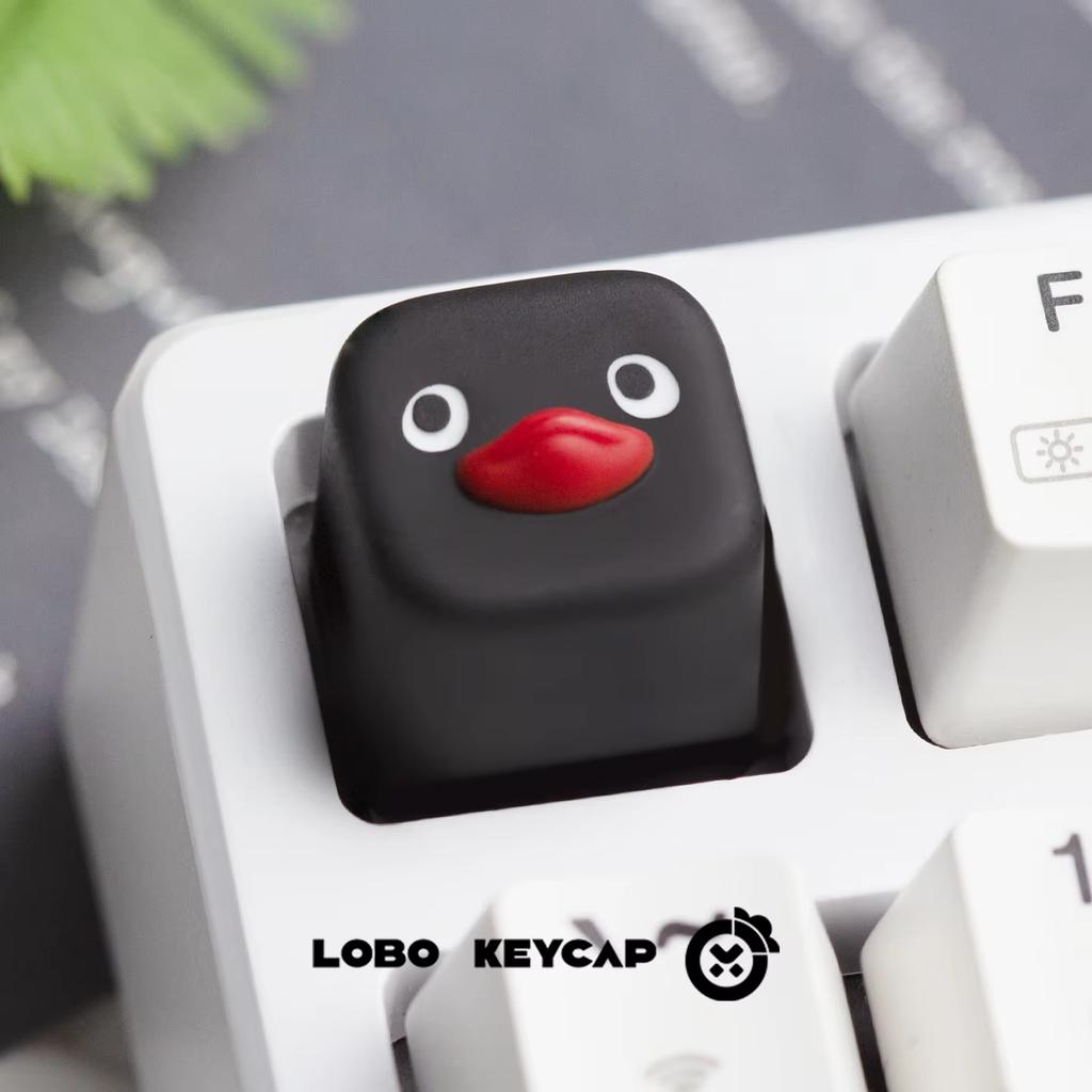 Kawaii Penguin Action Figures Anime Resin Keycap Creative Design Mechanical Keyboard Accessory Esc Key Replacement Fun Ornament