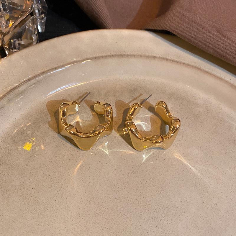 CCB Steel Needle Earrings Women's Cold Wind Personality Versatile Explosive Stud Earrings Trend Temperament Exaggerated Earrings