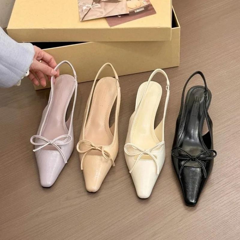 Luxury Fashion High Heels Female Sandals Butterfly-Knot Elegant Office Shoes Ladies Sexy Fashion Slingbacks Dress Shoes