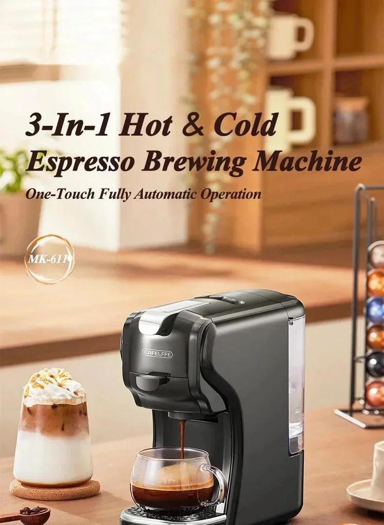 MK-611 220V 19Bar 3in1 Capsule Coffee Machine Portable Office Commercial Small Household Italian American Coffee Pot For DG Nes Capsule