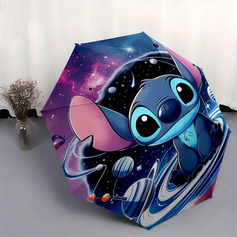 Stitch,Galaxy Fully automatic themed umbrella 8 ribs durable iron frame, tri fold compact design, perfect as a gift, travel umbrella, unis