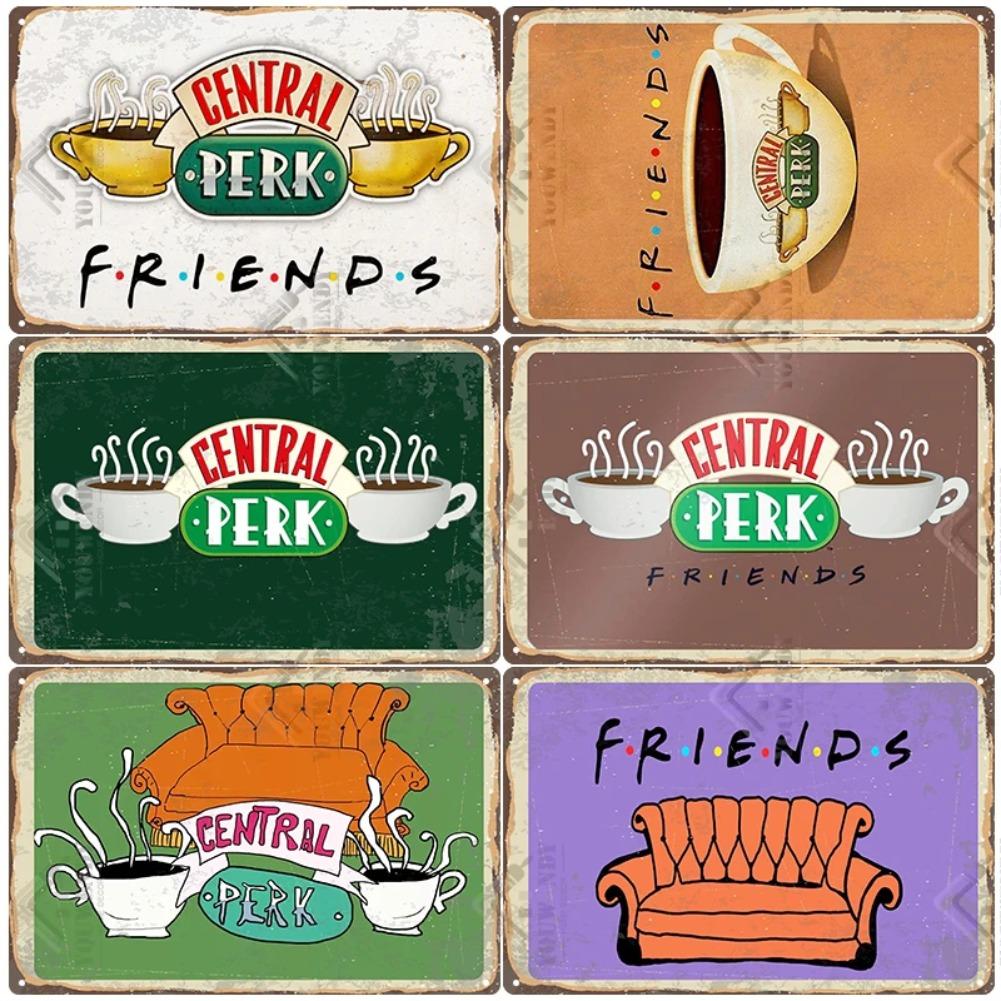 Central Perk Friends Kaffee, Vintage Metallblechschild, Dekorative Plakette, Retro Schild Cafe Küche Wohnzimmer Bar Poster, UW83