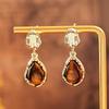 Melard Tiger's Eye Water Drop Earrings: Luxury Autumn/Winter Gold-Plated Copper Studs