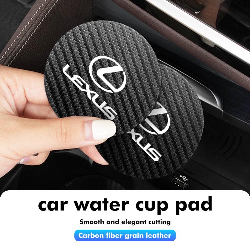 2Pcs Car Coaster Water Cup Anti-slip Pad Mat For Lexus UX250h RX450h RX300 GX470 CT200h RX400h NX300h RX350 AEJ1