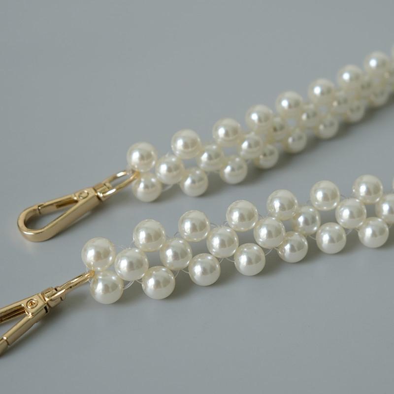New Fashion Woman Handbag Accessory Parts Puring White Pearl Acrylic Resin Chain Luxury Solid Strap Women Vintage Clutch Chains