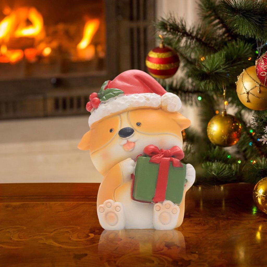 Christmas Decoration Figurines Animal Figurines Cute Miniatures Ornaments for Tabletop Christmas Bedroom Party Indoor Home