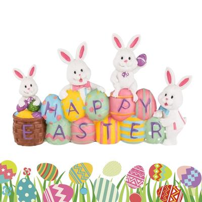Happy Easter Egg Decorations Resin Spring Rabbit Egg Party Decor Easter Bunny Figurines Decoration For Tabletop Desk Mantel