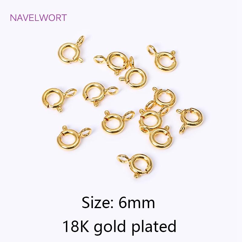 Brass 5/5.5/6/7mm 18K Gold Plated Round Claw Spring Clasp For Bracelet,Clasp For Jewelry Making,DIY Jewelry  Material Wholesale