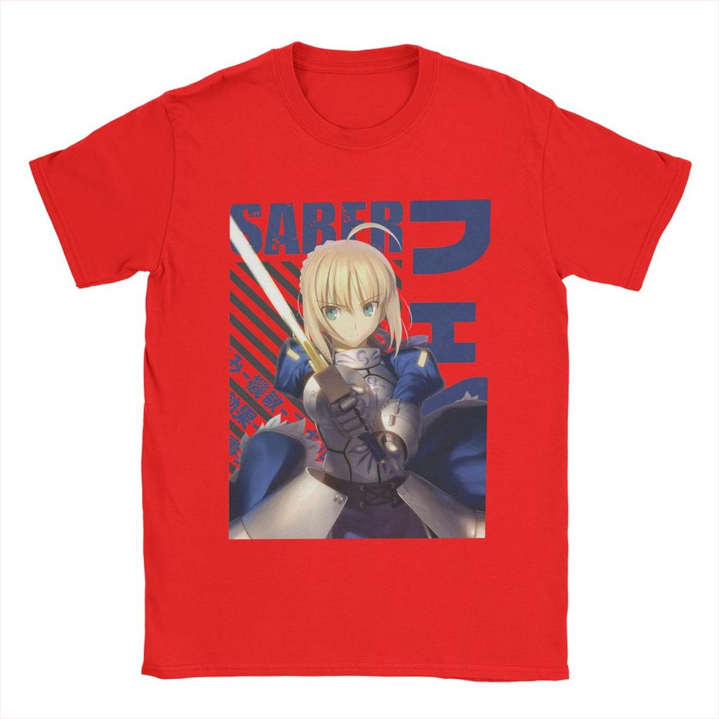 Amazing Fate Stay Night Saber T-Shirts Men O Neck Cotton T Shirts Anime Short Sleeve Tees Plus Size Clothing