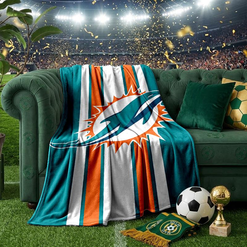Dolphins Team Blanket Lightweight Flannel Bedding Blanket Perfect for Travel, Camping, Living Rooms, Offices, Sofas, Fan Christmas gift