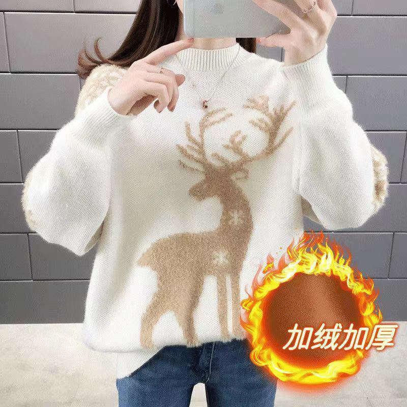 Pullover mit dickem Grundmaterial im lässigen StilLockere Herbst- und WinteroberbekleidungDamen-Winteroutfit