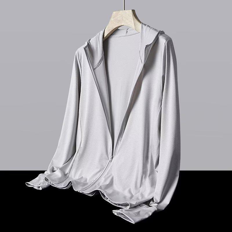 

Мужская летняя быстросохнущая куртка с капюшоном: Трендовая, Защита от УФ-лучей, Легкая, Одежда для улицы и рыбалки L серый