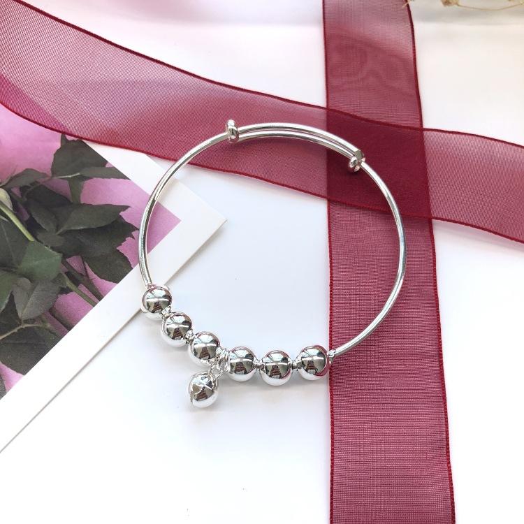 

Fashion Transfer Bead Bell Bracelet Girls Sweet Versatile Temperament Bracelet Silver Bead Simple Bracelet with Accessories