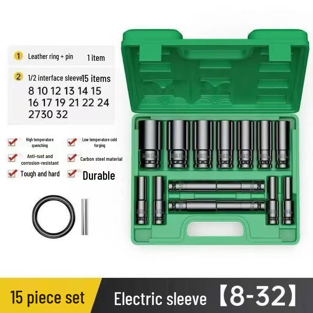 Electric Extended Hexagon Air Wrench Set, 8-32mm, 1/2 Socket