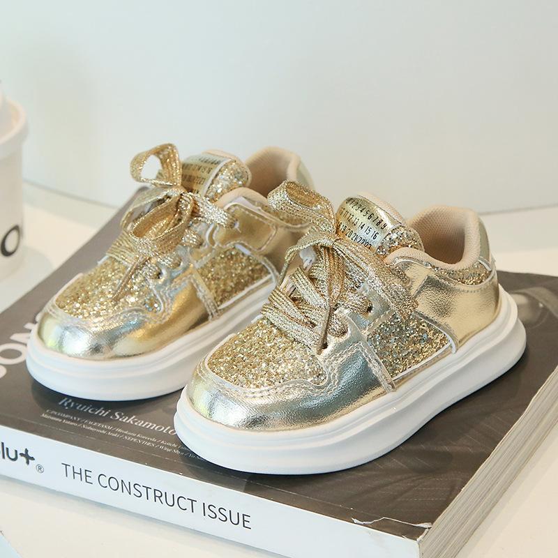 Children's sports shoes 2025 spring and autumn new girls casual shoes sequined trend boys board shoes soft sole baby shoes single