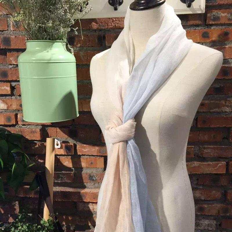 Fashion Creative Scarf Thin Linen Shawl Gradual Change Color Style Pure Linen Women'S Scarf Direct Supply
