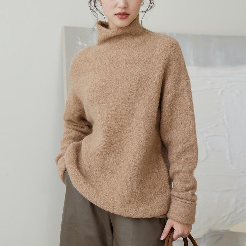 Sinuofude Damen Wollmischung Rollkragenpullover