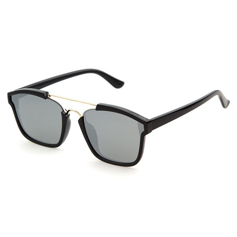 Fashion Pilot Flat Top Sunglasses Men Vintage Square Film Mirror Blue Lens UV400 Protection Stylish Eyewear