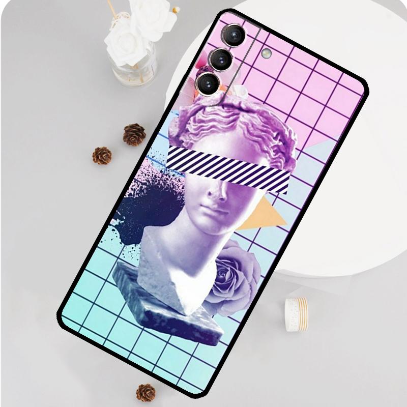 Great Wave Retro Cyber Statue Phone Case For Samsung Galaxy S26 S25 S24 S20 S21 S22 S23 Ultra S10 Plus S25 FE Funda Cover