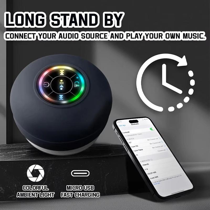 Family Portable Wireless Bluetooth Waterproof Suction Cup LED Small Speaker Car Bathroom Mobile Phone Listening To Music Stereo