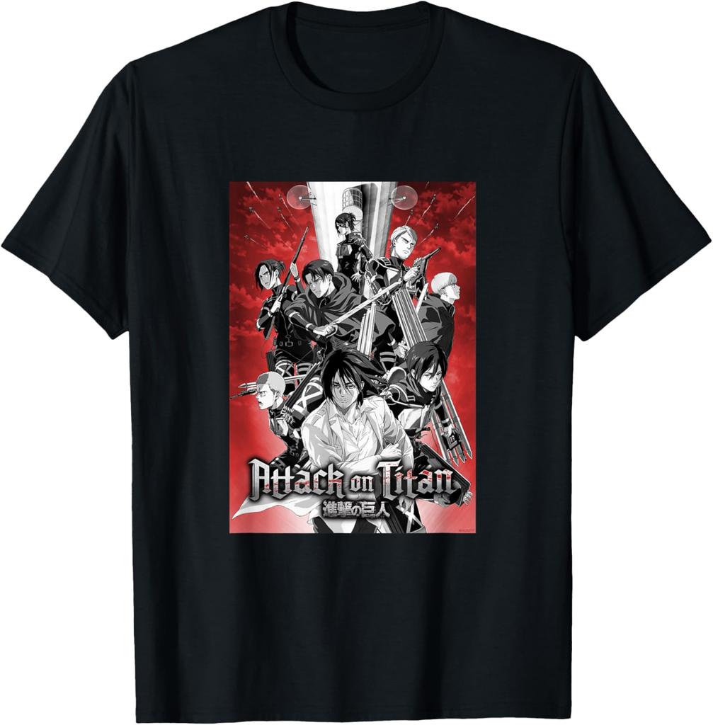 Attack On Titan Season 4 Red Sky Group Poster Aot Anime Tshirt