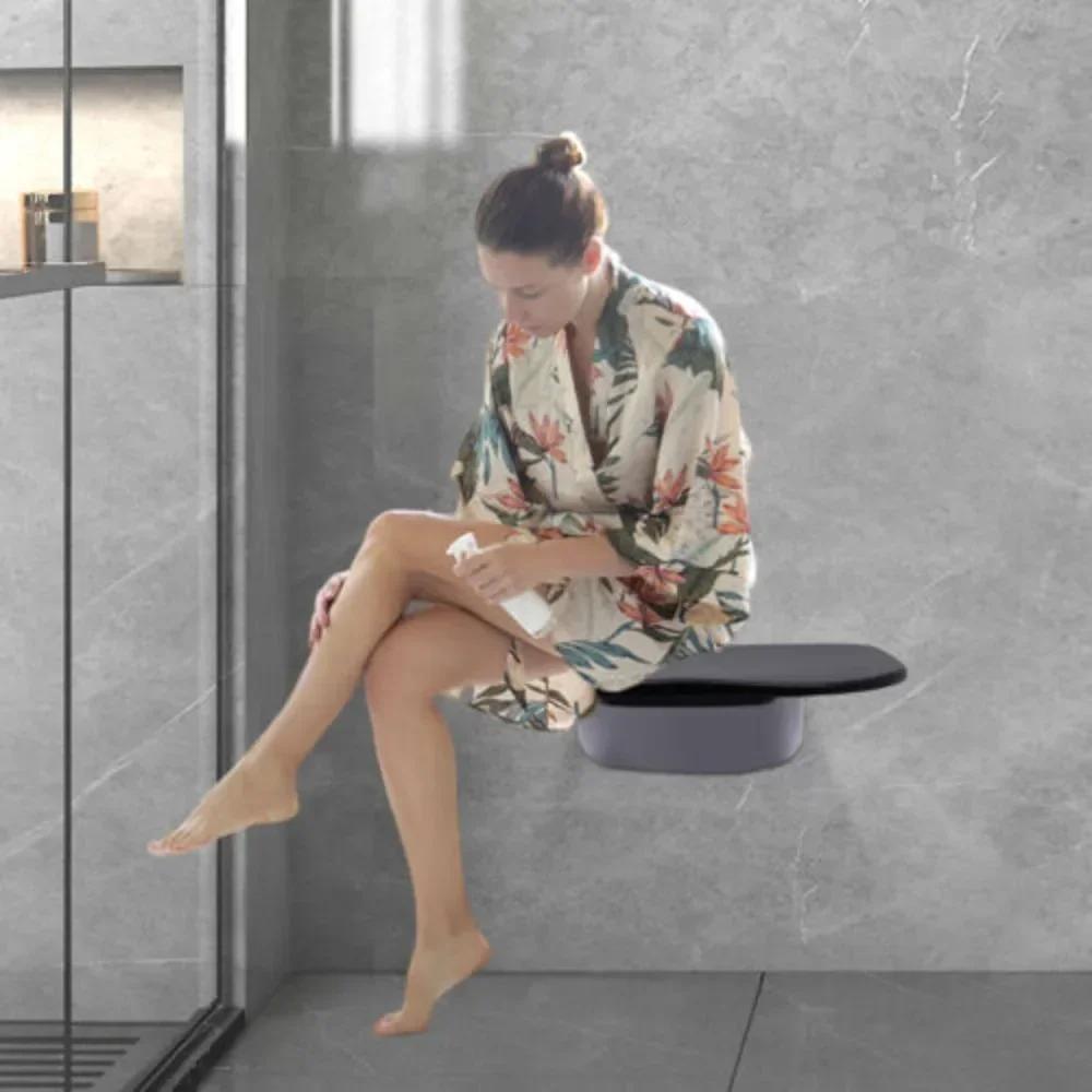 Bymaocar Foldable Shower Chair for Elderly and Disabled Adults, Wall Mounted Bath Seat with 200kg/440lbs Heavy Duty Support