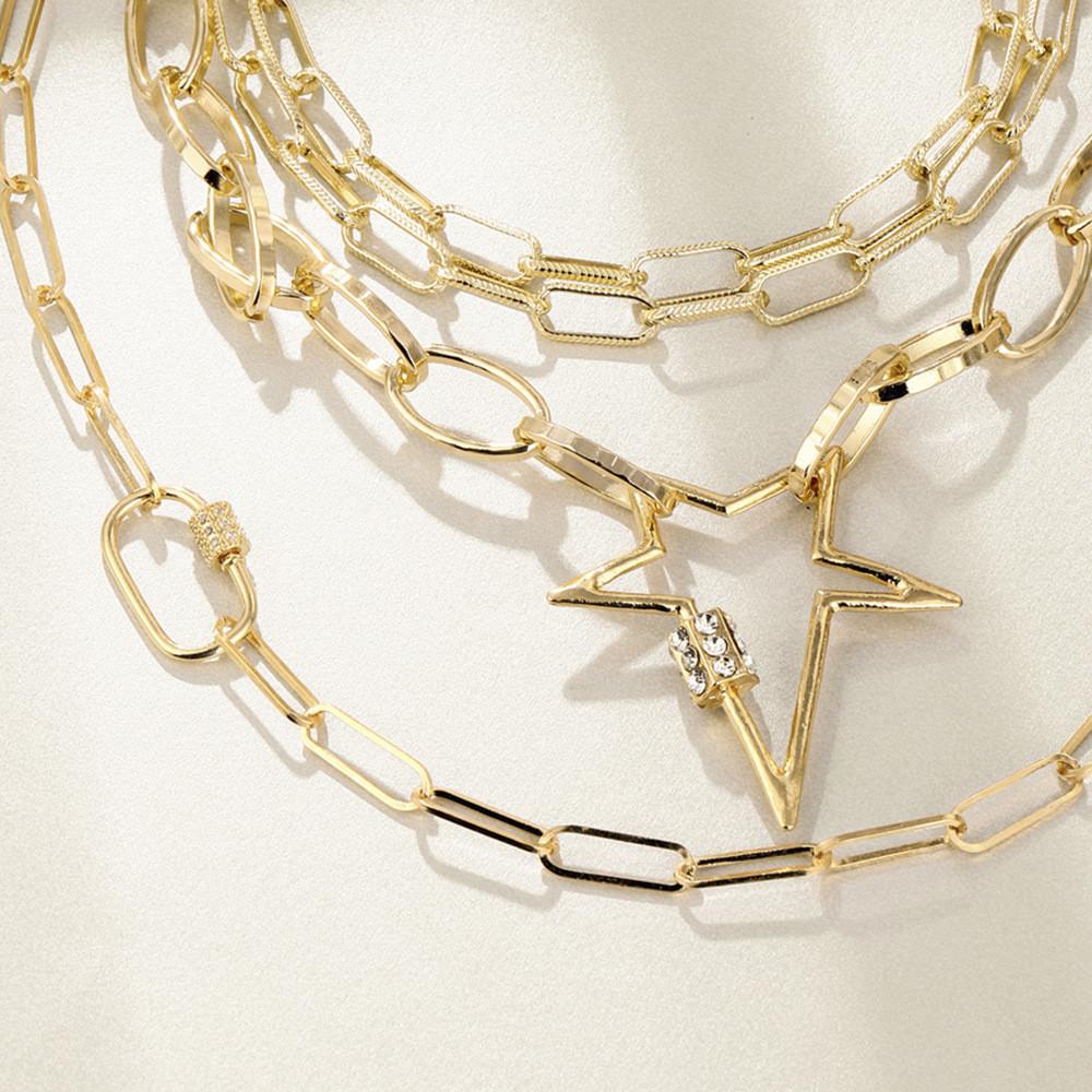 Elegant Five-pointed Star Layered Necklace Trendy Minimalist Womens Accessory Perfect For Gifts