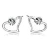 Heart-Shaped Silver-Plated Zircon Stud Earrings for Women: Shiny, Fashionable, Chinese-Style Design