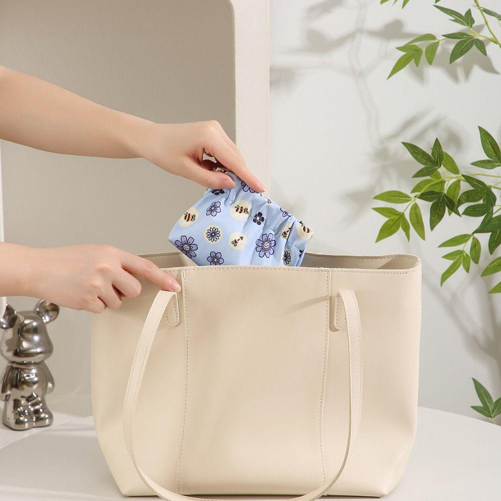 Floral Self-closing Makeup Bag Purse Jewelry Bag INS Leaf Spring Bag  Travel