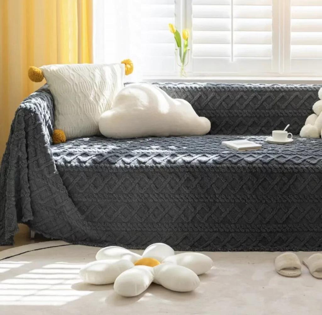 Anti Cat Scratch Plush Sofa Towel Full Package Winter Thickened Sofa Cover Simple Modern Sofa Cover Cloth Blanket