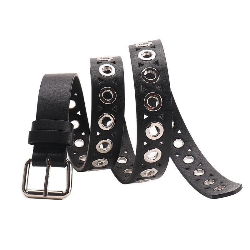 Punk style metal hollow belt fashion niche pin buckle women's belt non-punching decorative jeans belt women