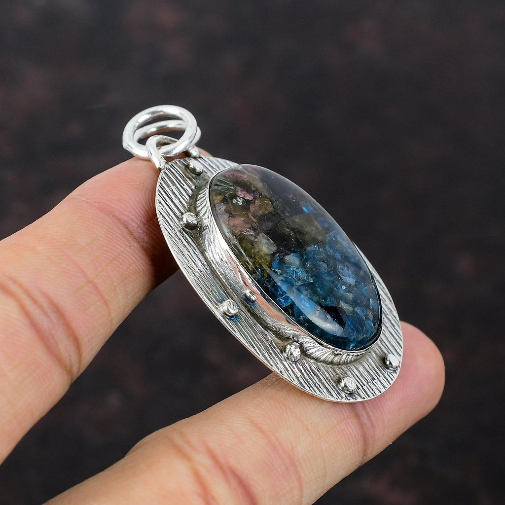 Kupfer Wassermelonen-Turmalin-Anhänger, wunderschöner Edelstein-Schmuck, 925er Sterlingsilber-Anhänger, handgefertigter Schmuck, Geschenk für Frauen, Designer-Schmuck