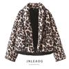 Jnleaog Autumn New Women's Clothing Fashion Style French Fashion Temperament Design Leopard Print Print Quilted Cotton-Padded Jacket