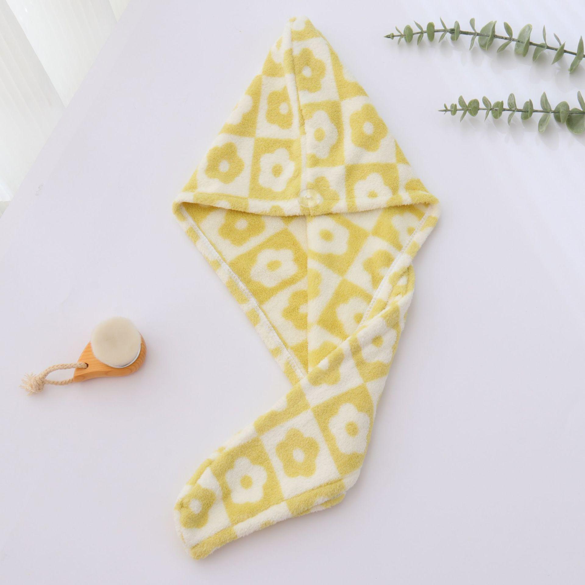 

Coral Fleece Printed Hair Drying Cap - Soft & Absorbent Head Wrap Towel for Adults & Students 25*65cm