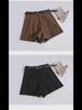Women's High-Waisted Corduroy Pleated Wide-Leg Shorts, Autumn/Winter 2023, A-Line Boot Pants, Small Sizes
