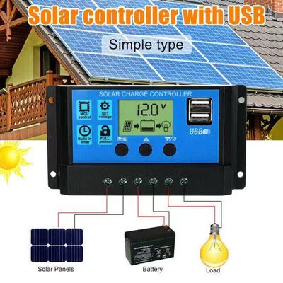 FEIJIEAST 30A/ 20A / 10A 12V 24V Солнечная панель Зарядное устройство Контроллер Аккумулятор Регулятор Двойной USB ЖК-дисплей