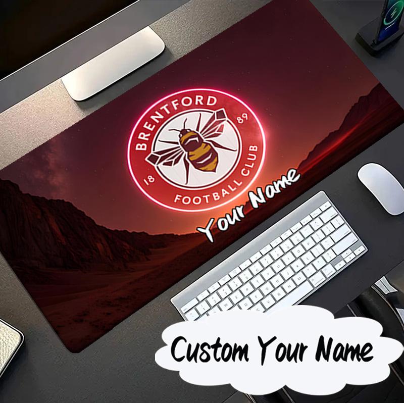 Custom Name Mouse pad Brentford Football Club Logo Mouse pad, Gaming Mouse Pad, keyboard pad, Desk Decor for computer notebook Fan Birthday Gift