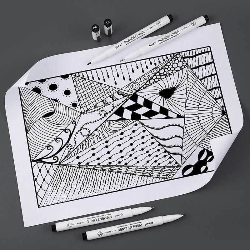 9pcs/Set Precision Black Ink Needle Pens for Hand-Drawn Sketch Architectural Drawing Comic Stroke Art & Drafting Set