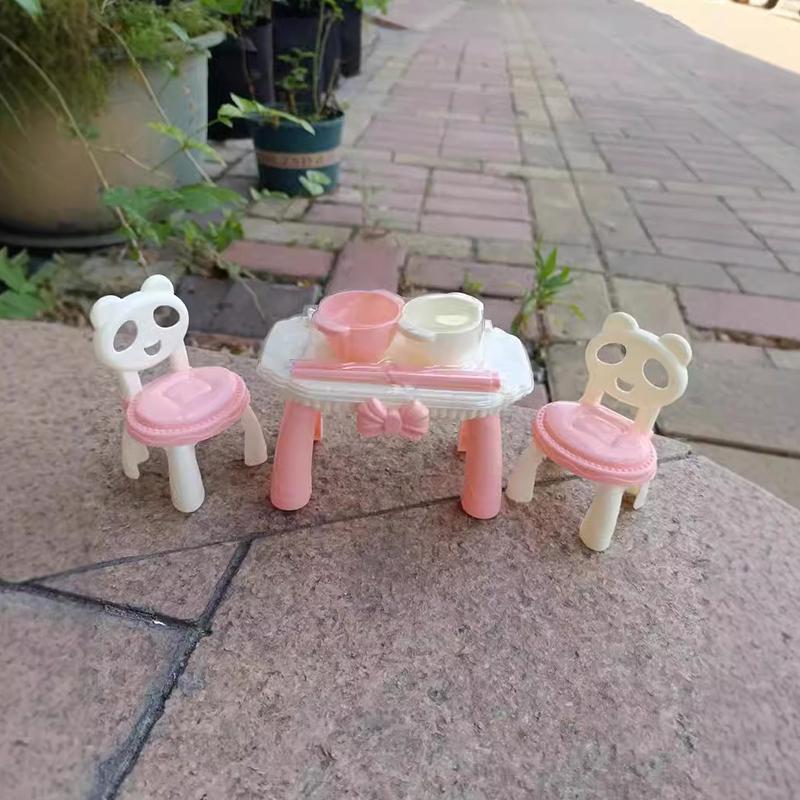 1 Set Kitchen Accessories Dollhouse Miniature Dining Table Chair Model Bowl And Chopstick Kit Mini Furniture Model Decor Toy