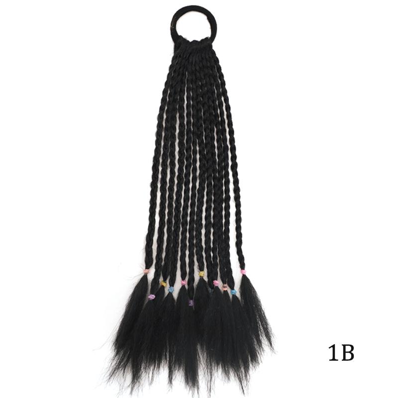 

Цветные накладные пряди для детей Плетеная хвост-коса Аксессуары для Дня сумасшедших причесок с резинками Синтетические накладки