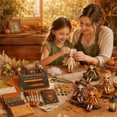 Kit de Retazos de Hadas DIY para Principiantes, Set de Manualidades de Retazos de Hadas Florales con Telas Suministros Completos, Haz 4 Muñecas de Hadas con Alas, Proyecto de Costura a Mano