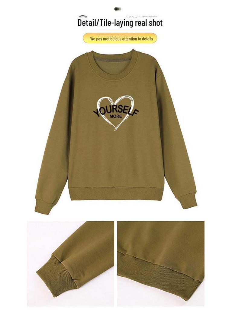 Women's Black Plus Velvet Sweatshirt: New Loose Fit for Autumn & Winter