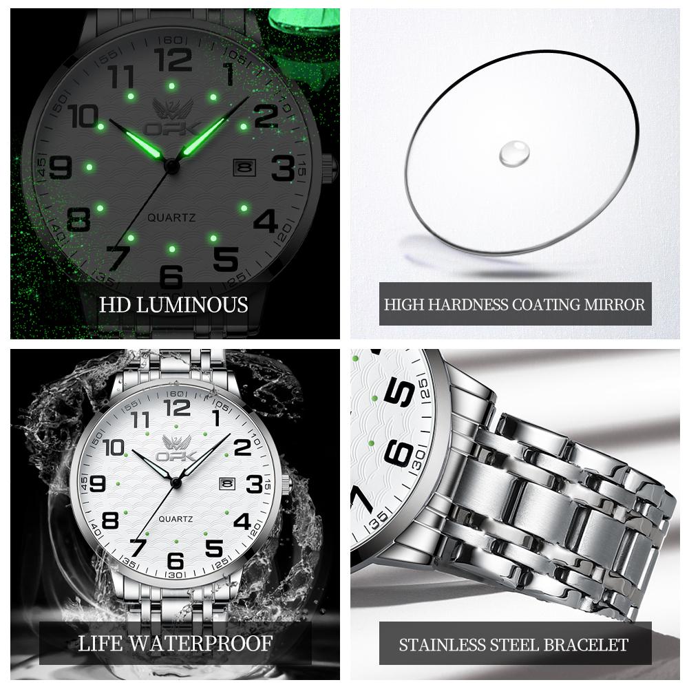 OPK Brand Fashion Waterproof Steel Belt Single Calendar Trend Men's Quartz Watch 6006